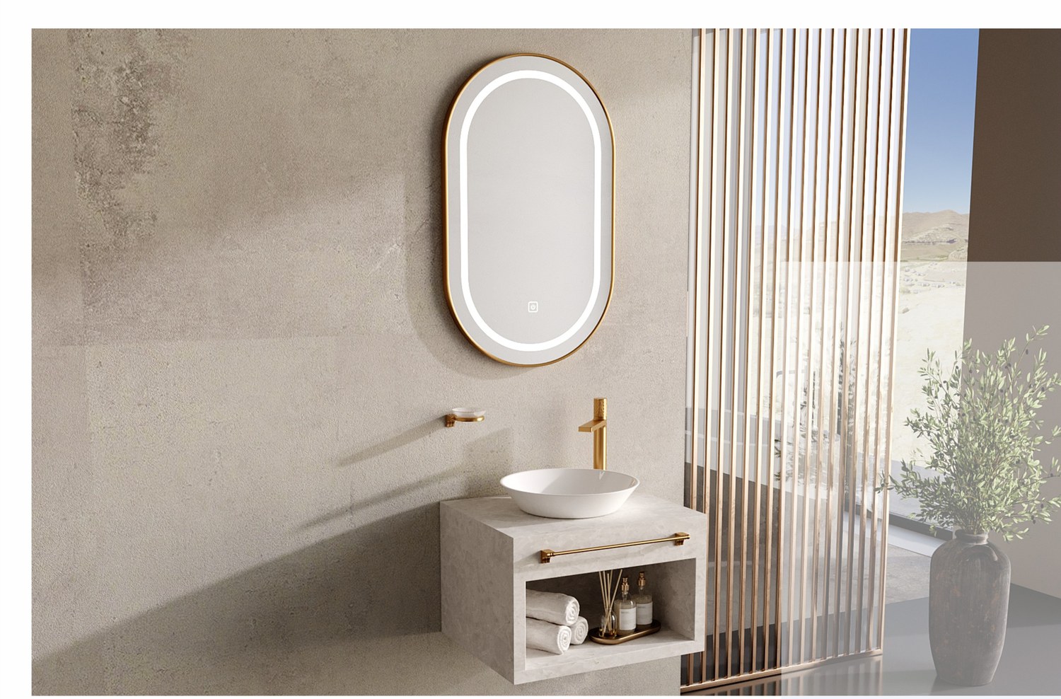 OMANKA Stone Bathroom Cabinet